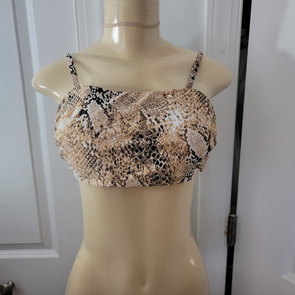 Time and Tru Women’s Faux Snake Print Bralette Bikini Top